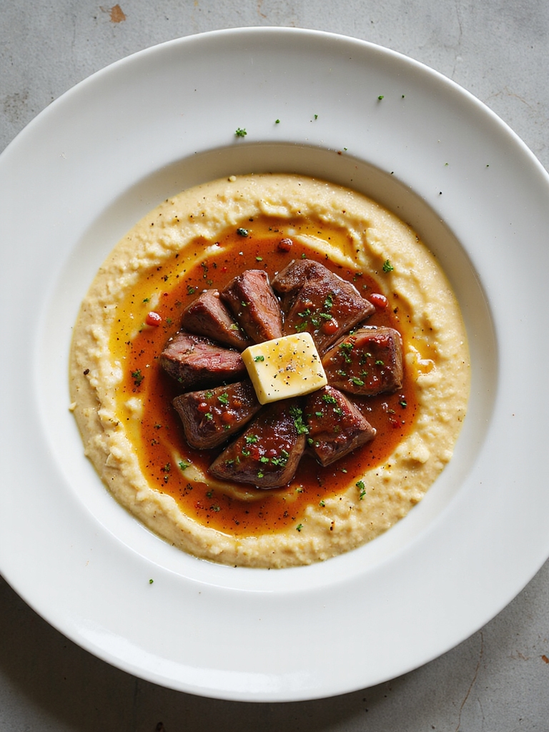 pan seared filet over grits