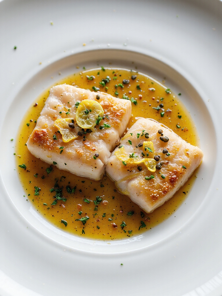 pan seared halibut with caper brown butter
