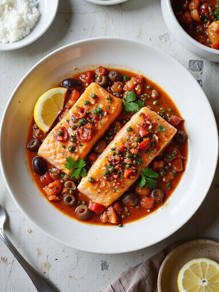 pan seared salmon puttanesca sauce