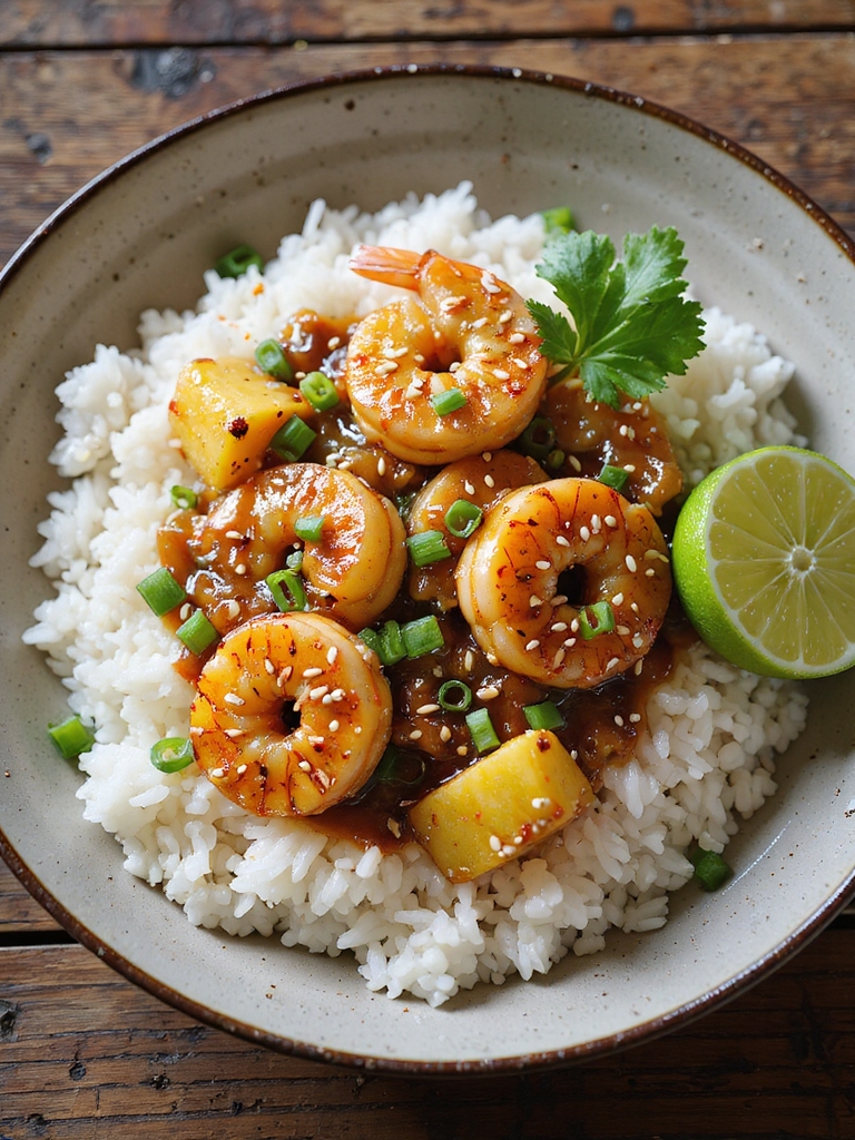 pineapple teriyaki shrimp dinner
