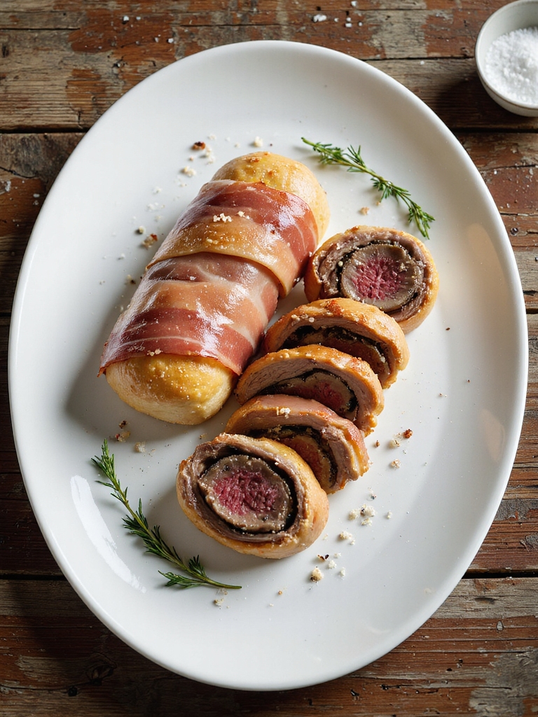 prosciutto encased seared beef wellington