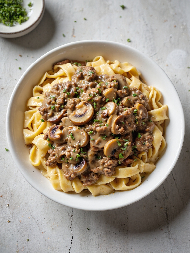 quick creamy ground beef stroganoff