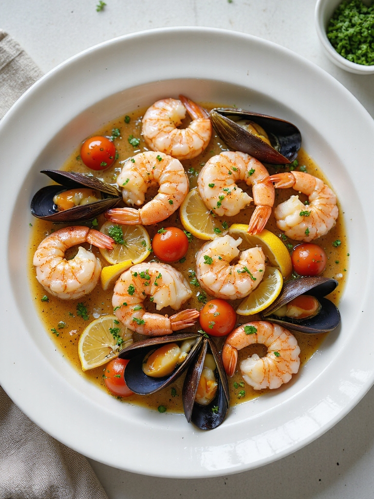 quick garlic butter seafood medley