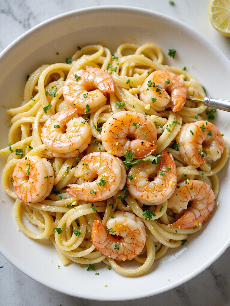 quick garlic lemon shrimp linguine