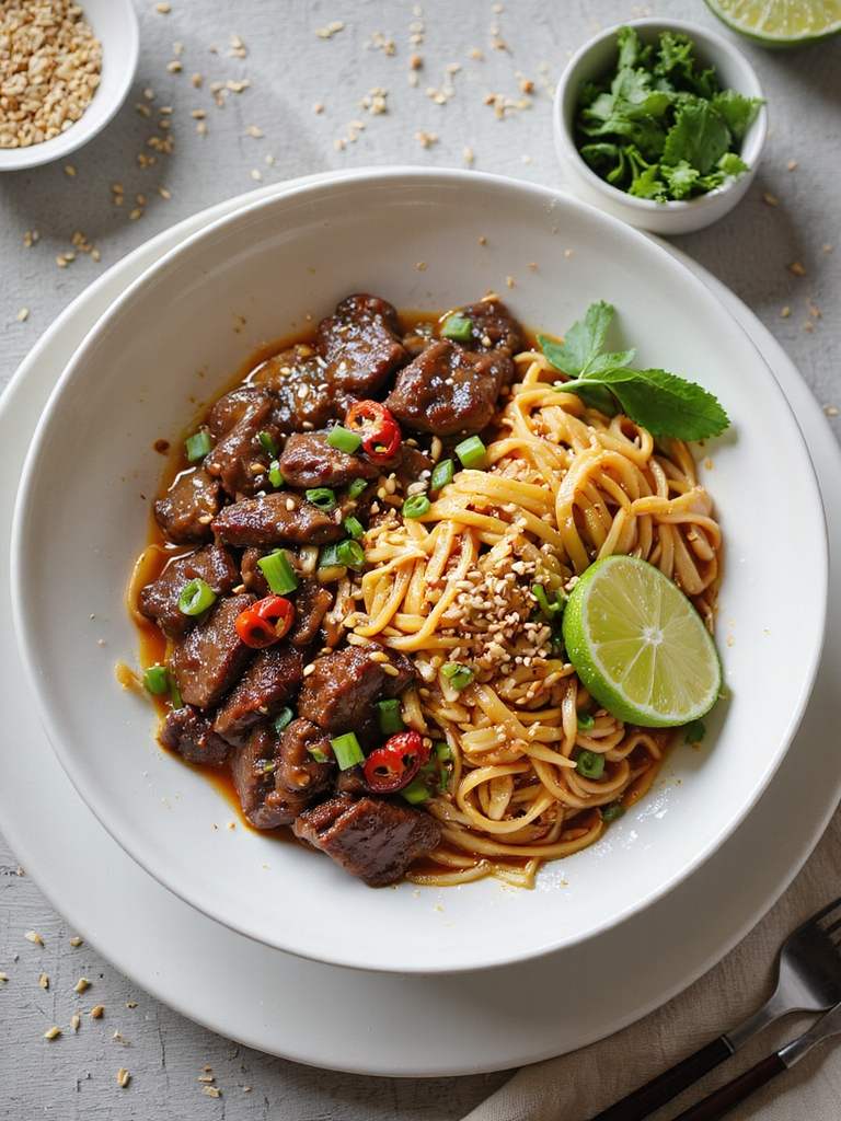 quick mongolian style beef noodles