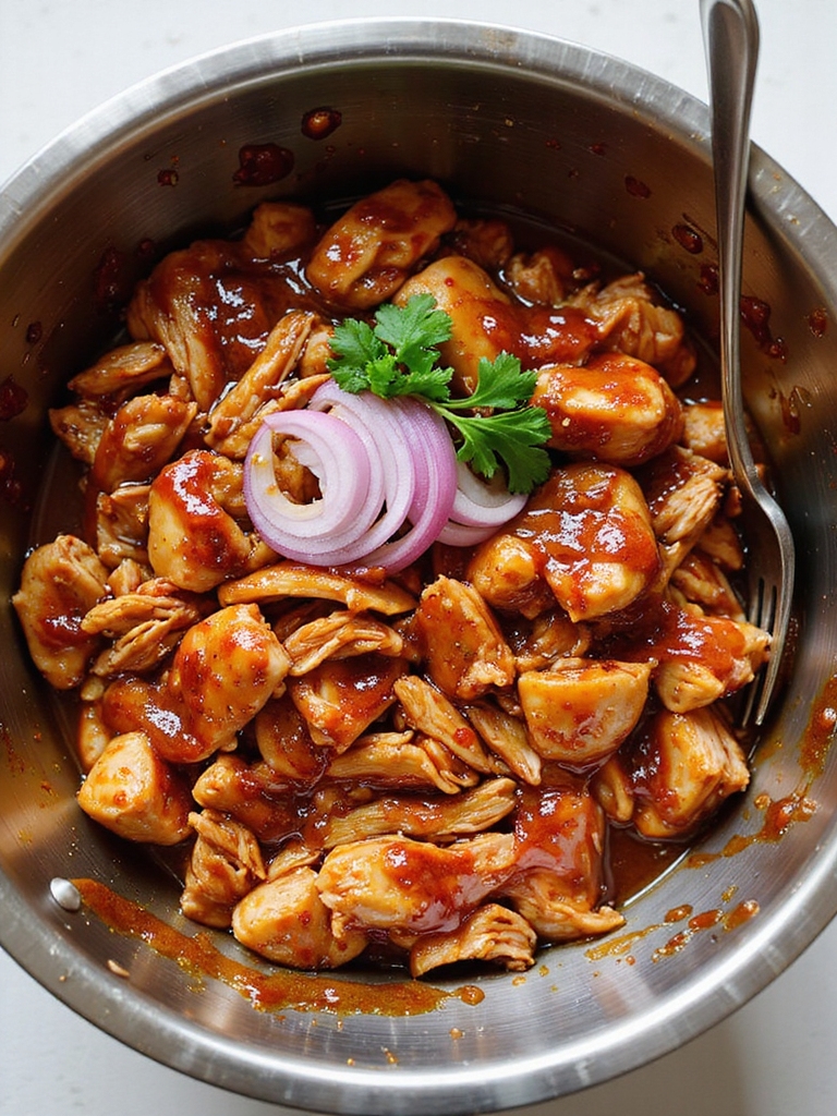 quick pressure shredded bbq chicken