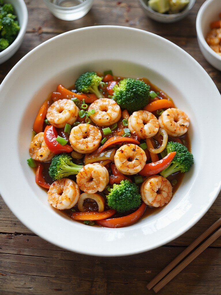 quick savory shrimp and veggies