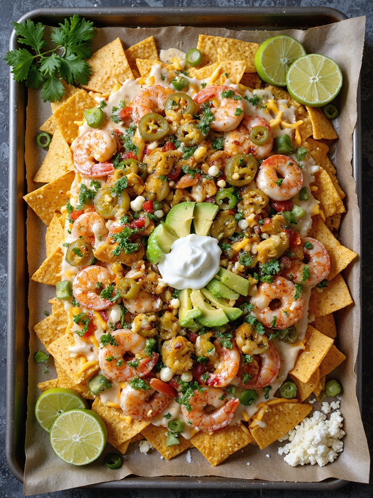 quick seared layered seafood nachos