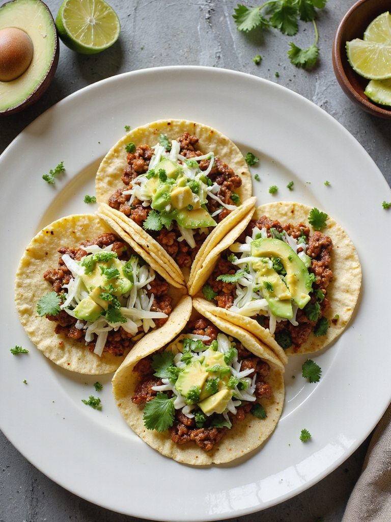 quick seasoned beef tacos with cilantro