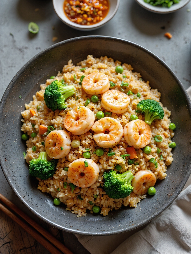 quick shrimp broccoli fried rice