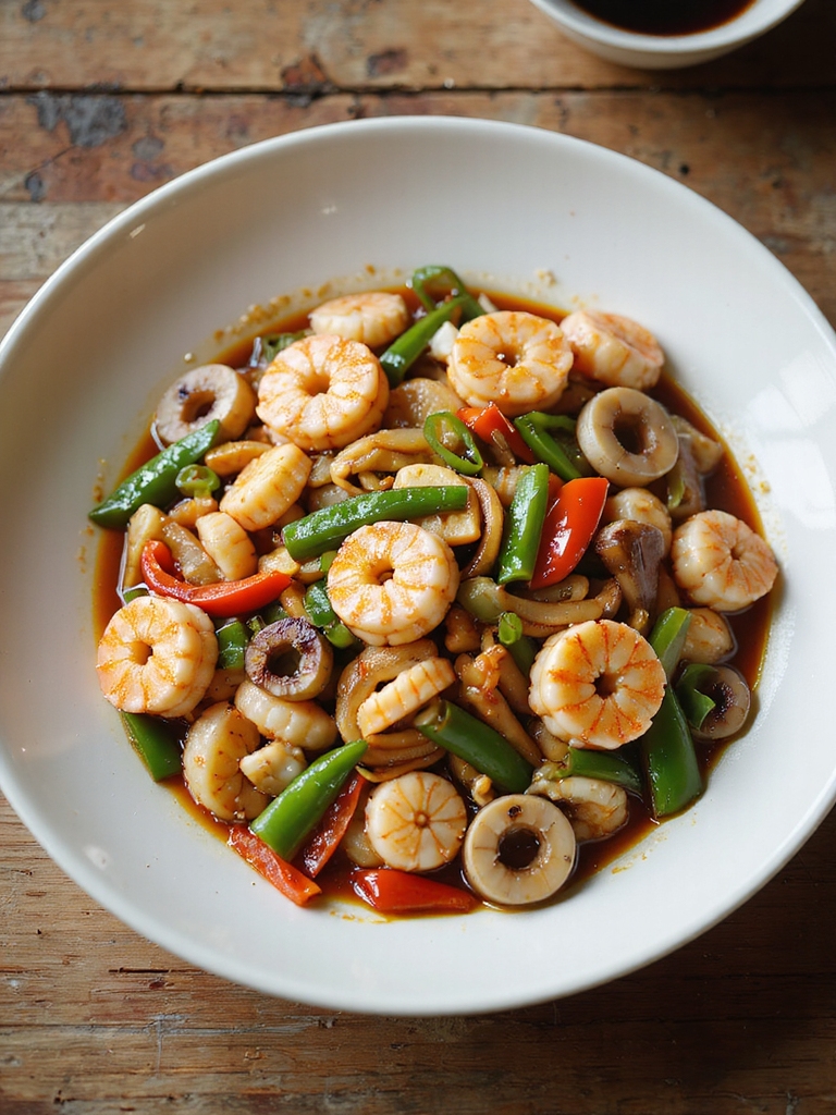 quick vibrant asian seafood stir fry