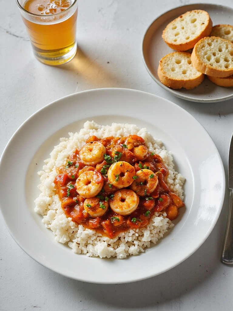 rice crusty bread chilled beverage