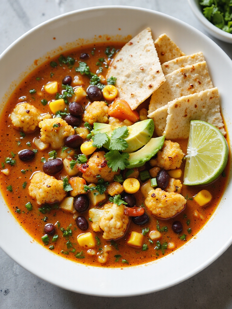 roasted cauliflower tortilla soup