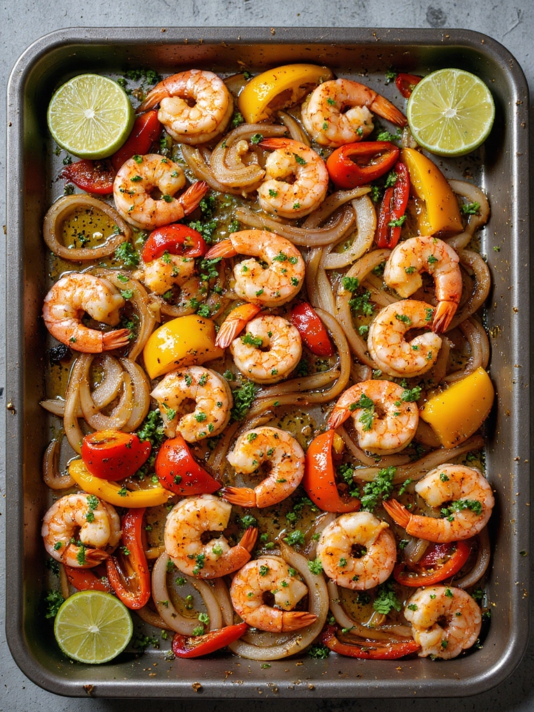 roasted lime chili shrimp fajitas