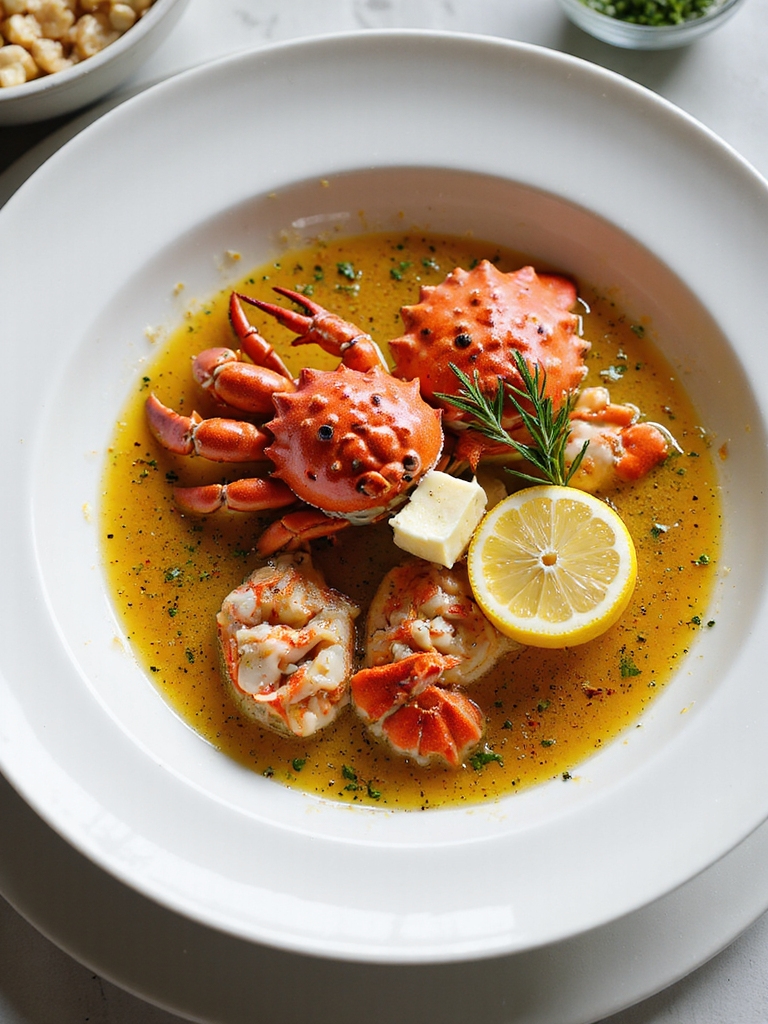 saffron poached lobster in broth