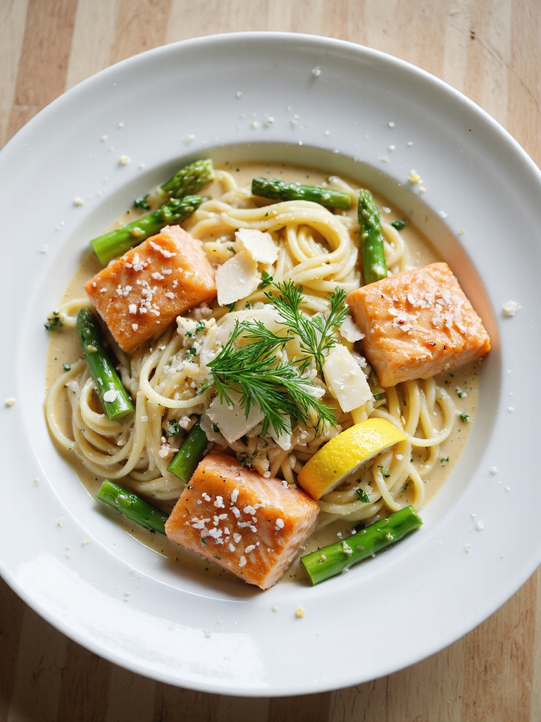 salmon asparagus lemon cream pasta