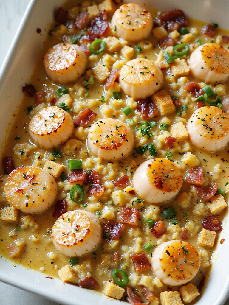 scallop bacon cornbread stuffing