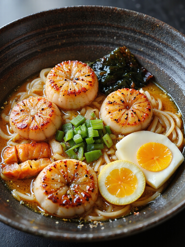 seared scallops kimchi dashi ramen