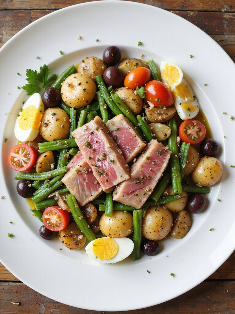 seared tuna ni oise with capers