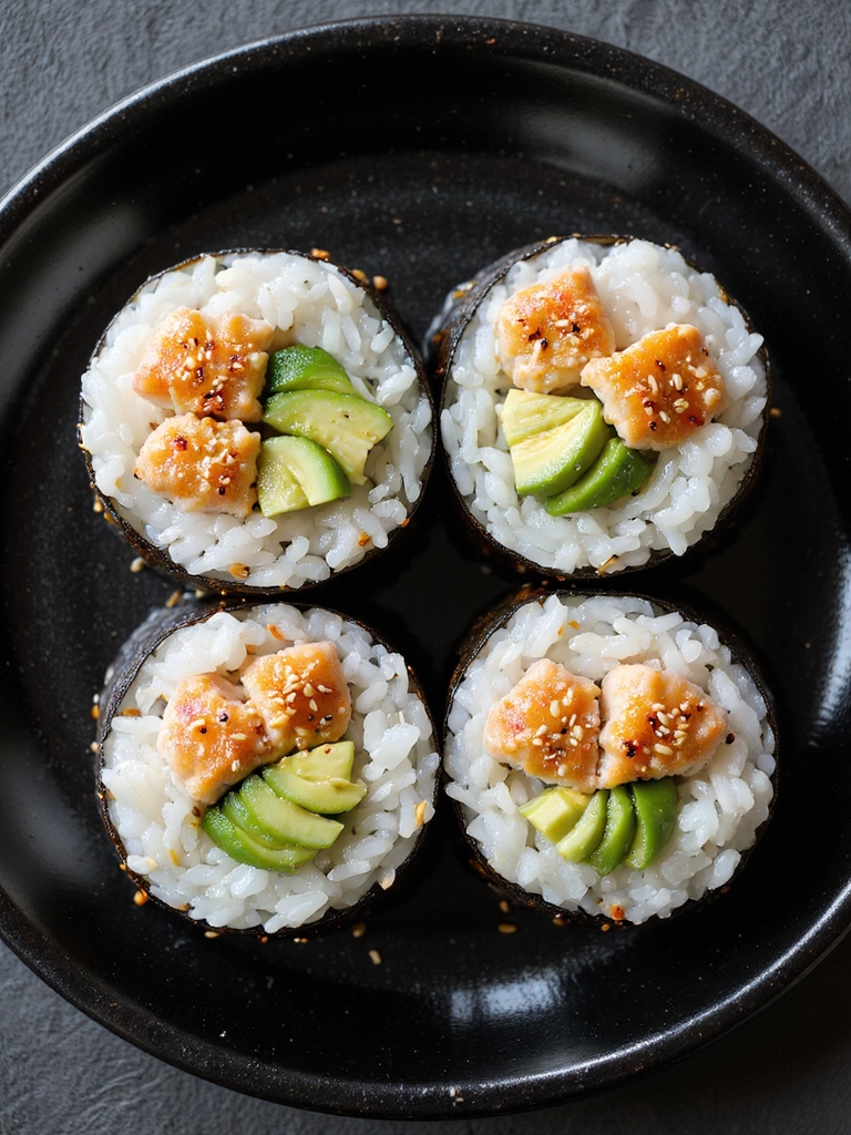sesame crusted crab futomaki roll