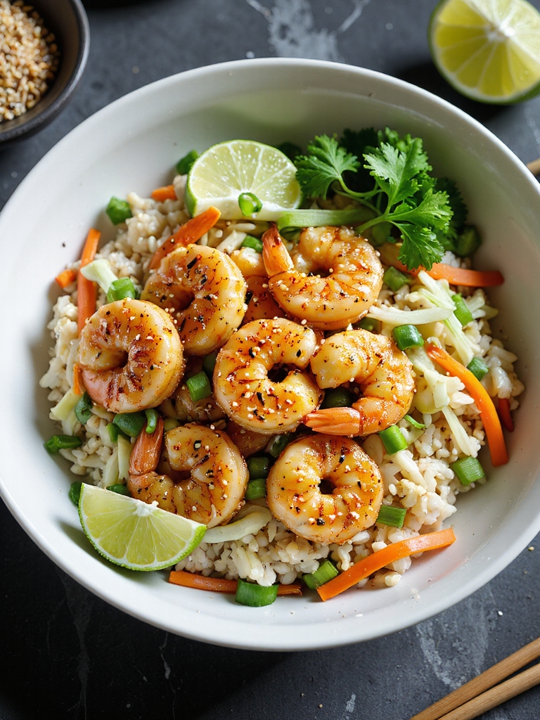 sesame ginger air fried shrimp