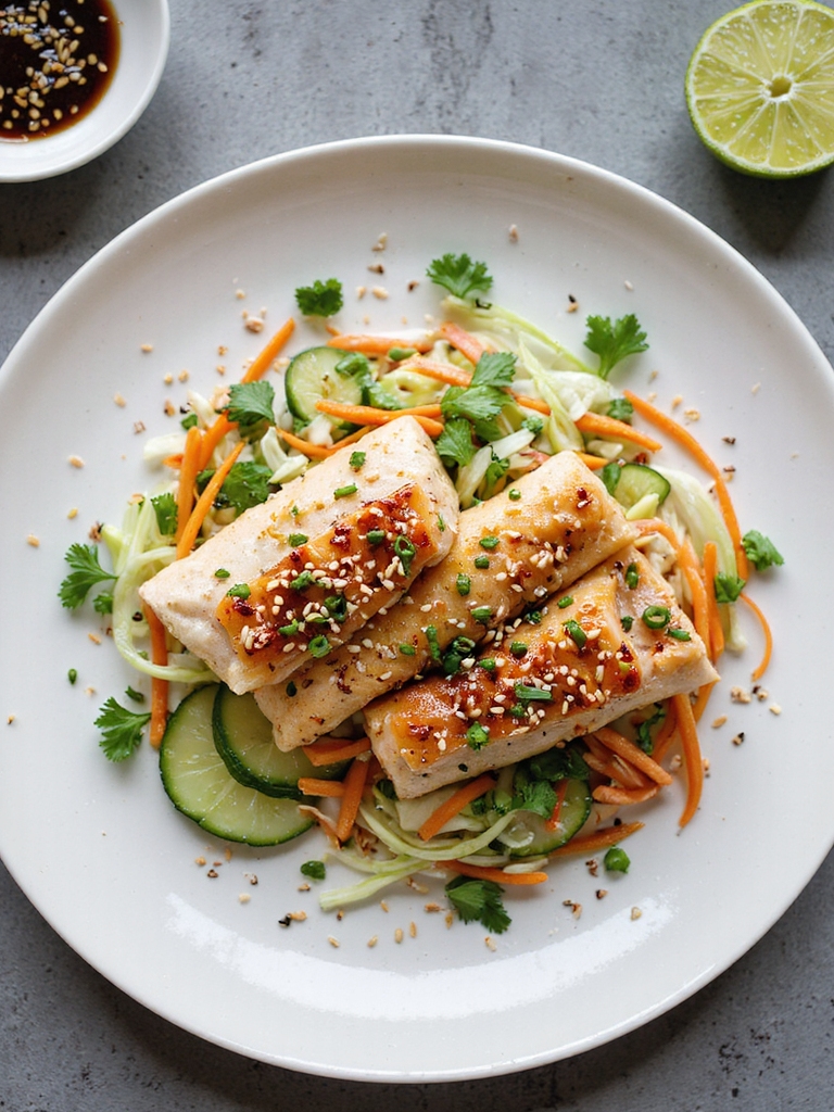 sesame ginger glazed salmon wraps