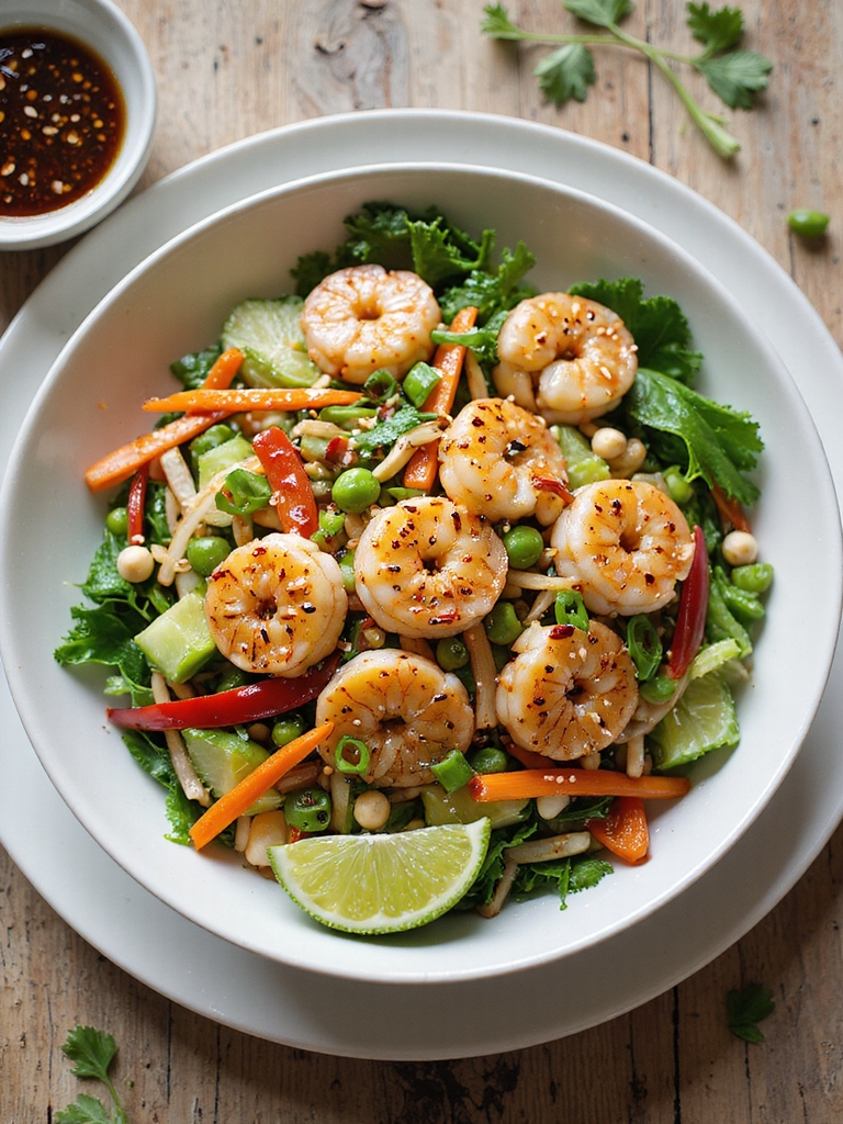 sesame ginger seared shrimp salad