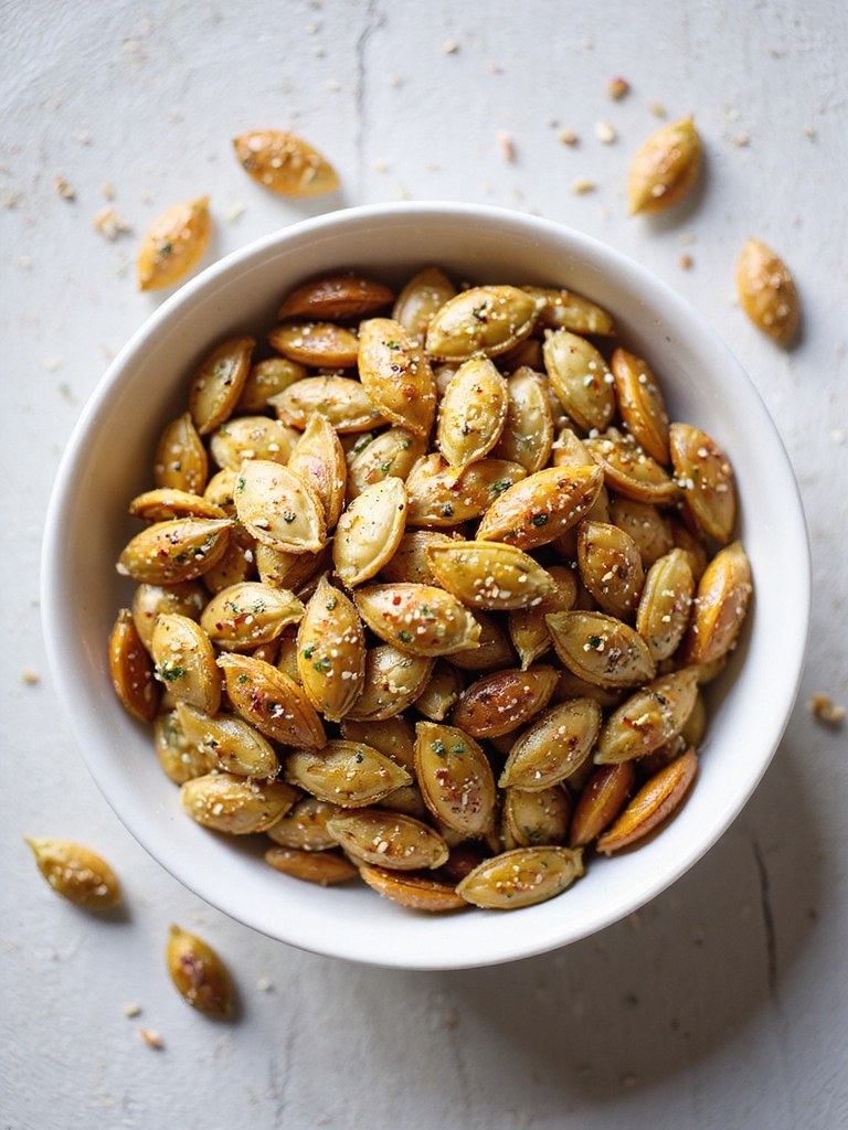 sesame spiced air fried pumpkin seeds