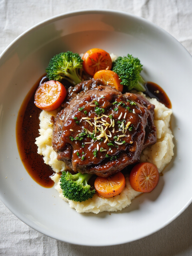 short ribs over creamy starch