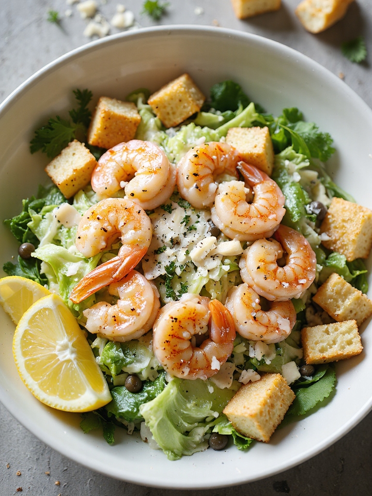 shrimp caesar with croutons