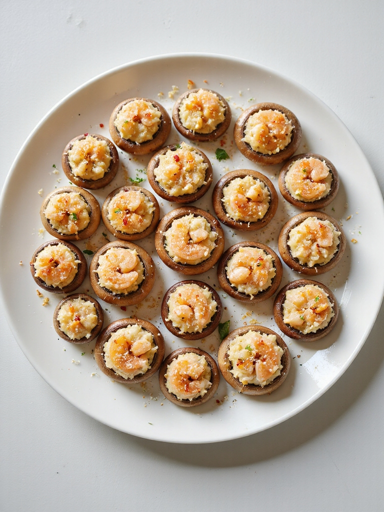 shrimp filled parmesan mushroom bites