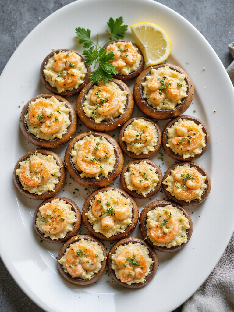 shrimp garlic herb stuffed mushrooms
