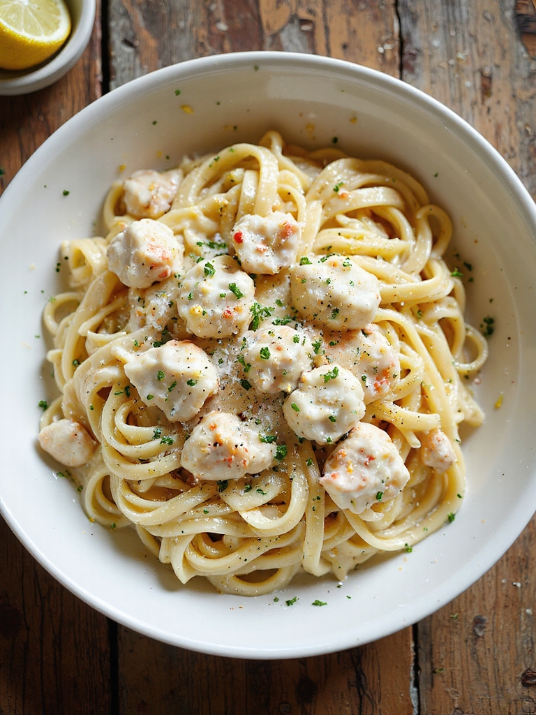 silky lemon crab fettuccine