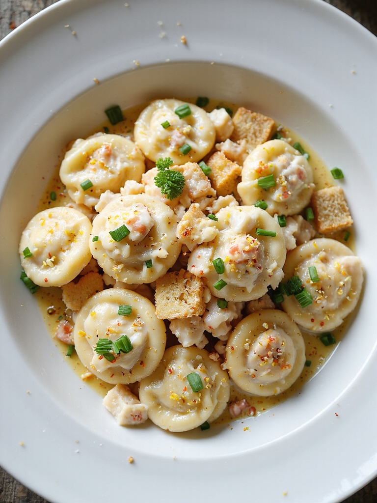 silky mascarpone crab tortellini