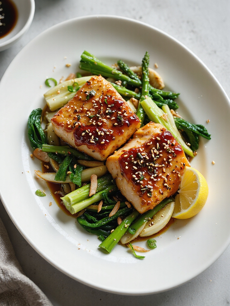 silky miso glazed steamed cod
