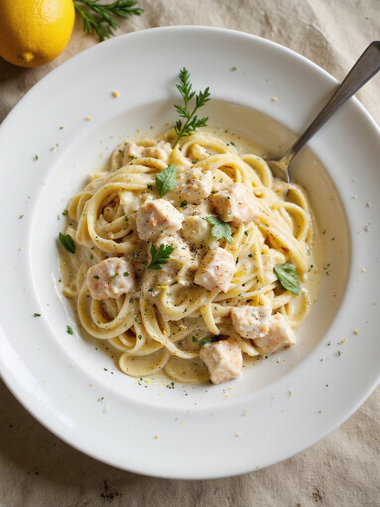 silky tarragon crab alfredo