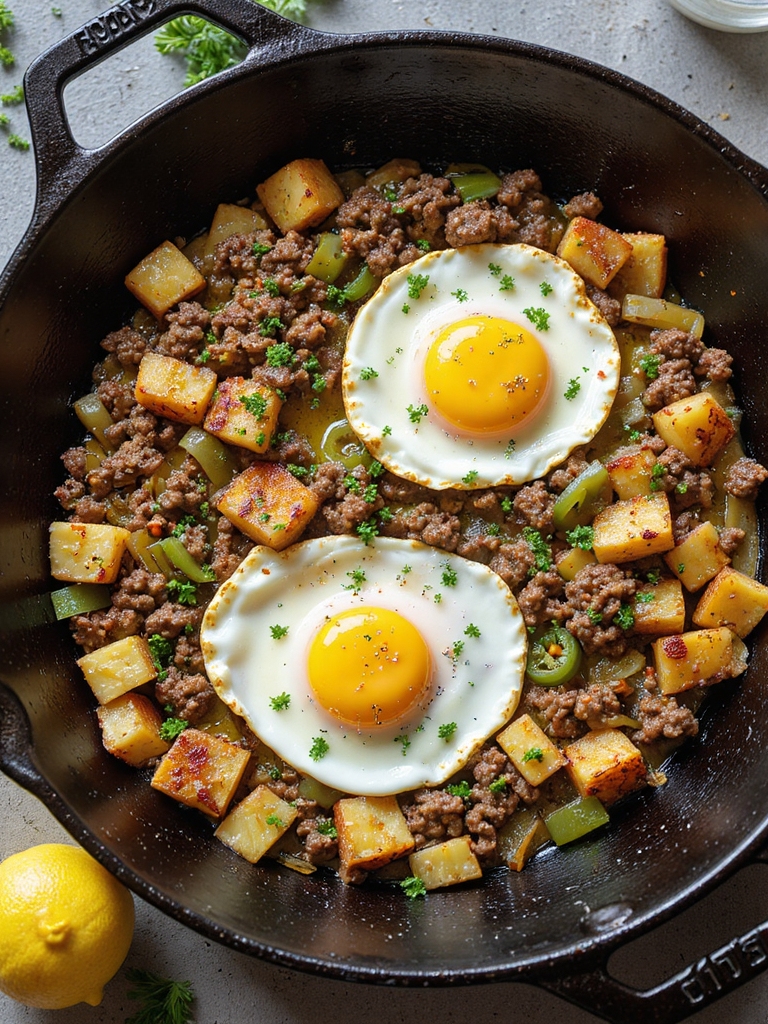skillet ground beef hash