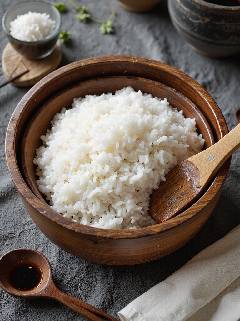 slightly warm glossy seasoned rice