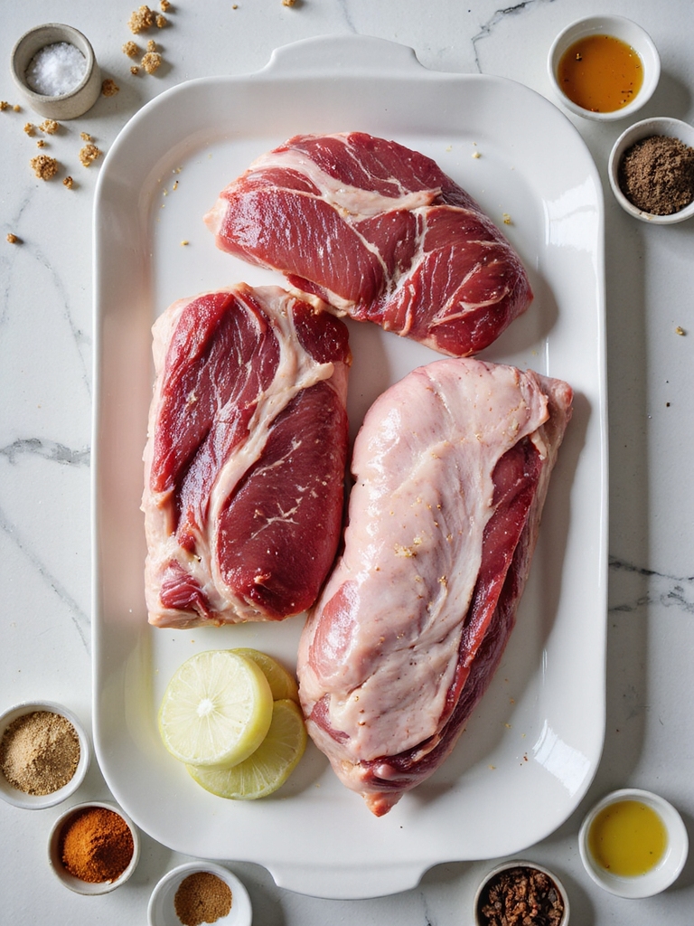 slow cooked well marbled pulled pork