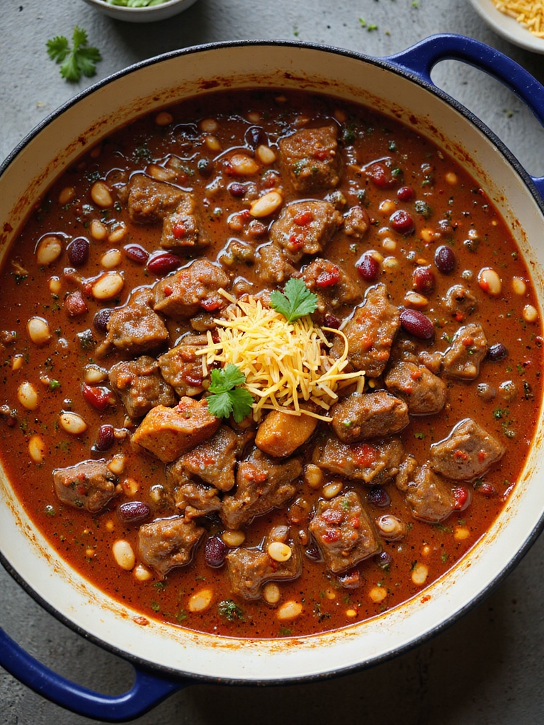 slow simmered hearty beef chili