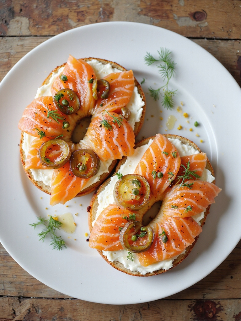 smoked salmon goat cheese bagel