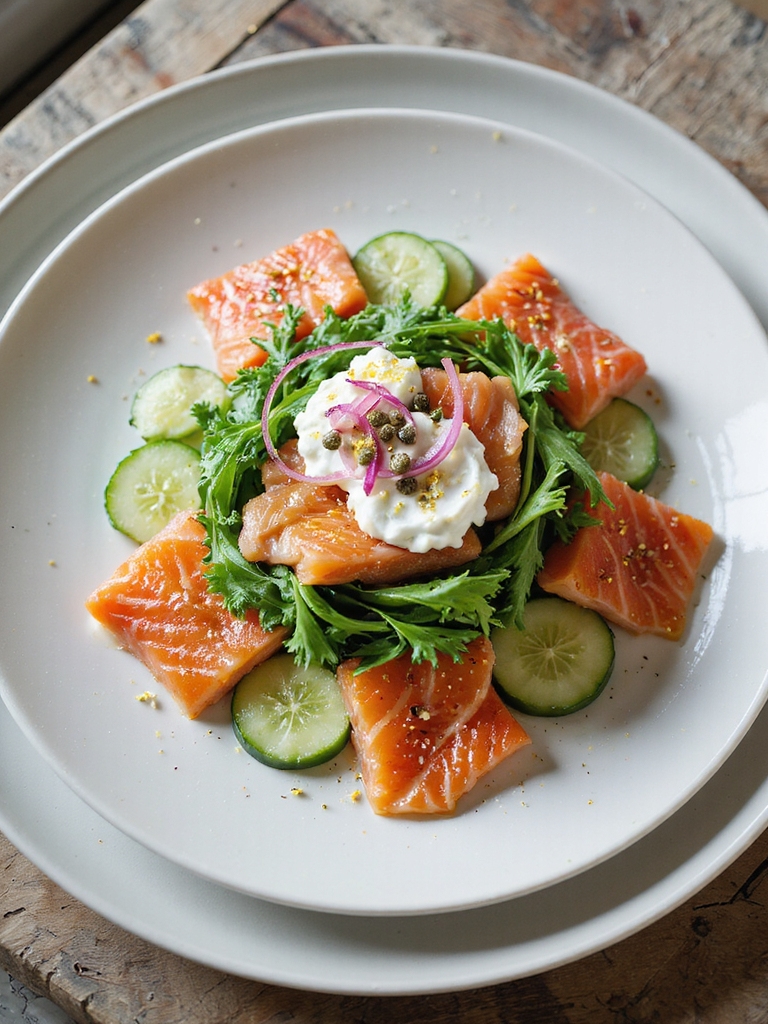 smoked salmon yogurt stack