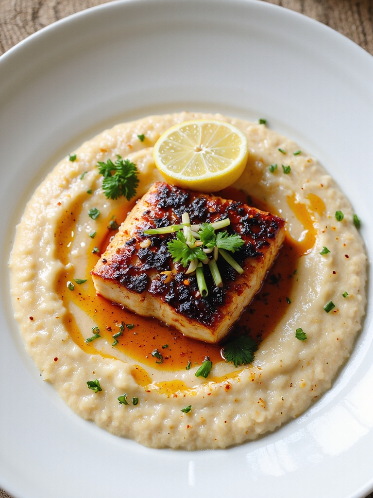 smoky blackened mahi mahi with grits