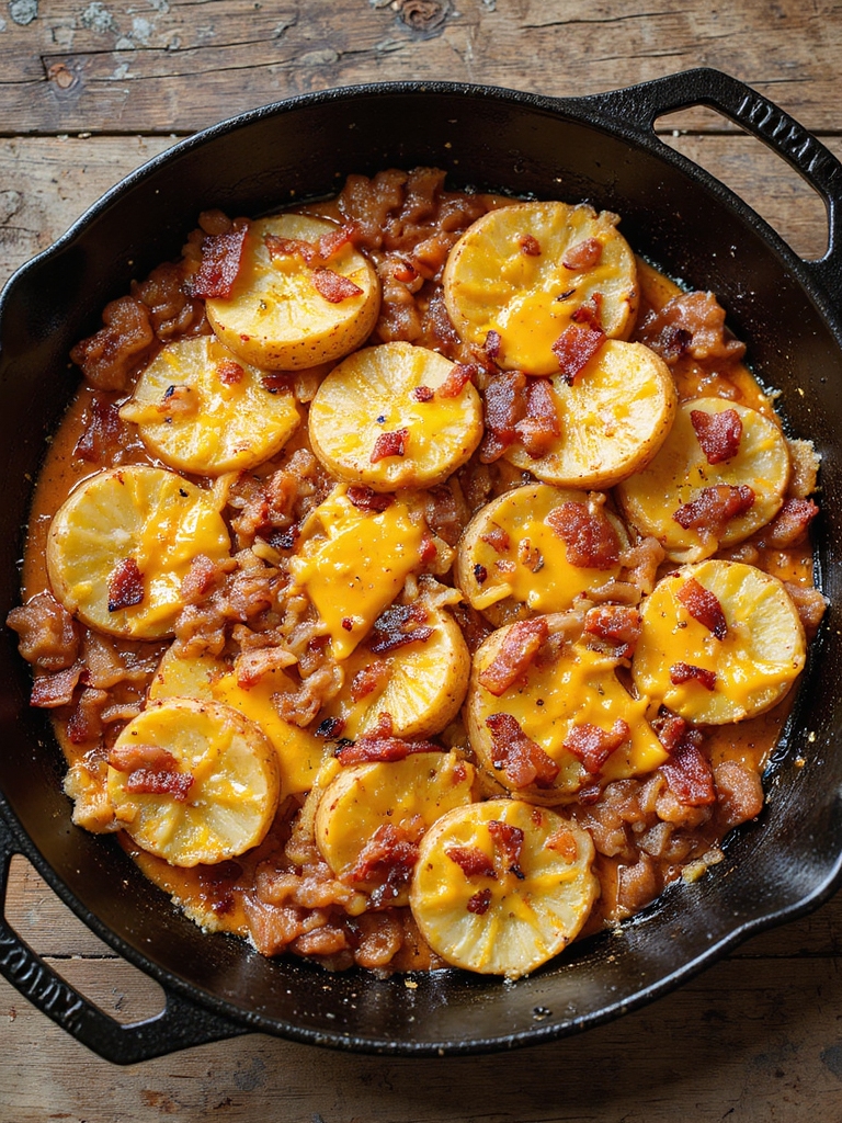 smoky cheesy grilled potato casserole