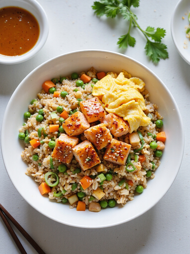 smoky cilantro lime salmon fried rice