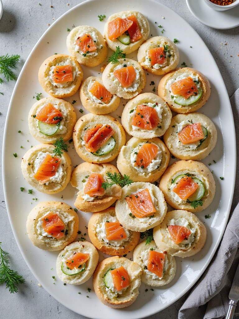 smoky cucumber cream cheese rolls