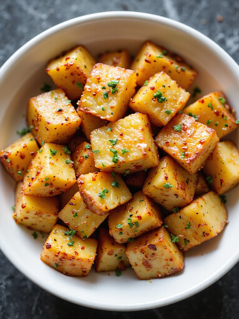 smoky garlic air fryer potatoes