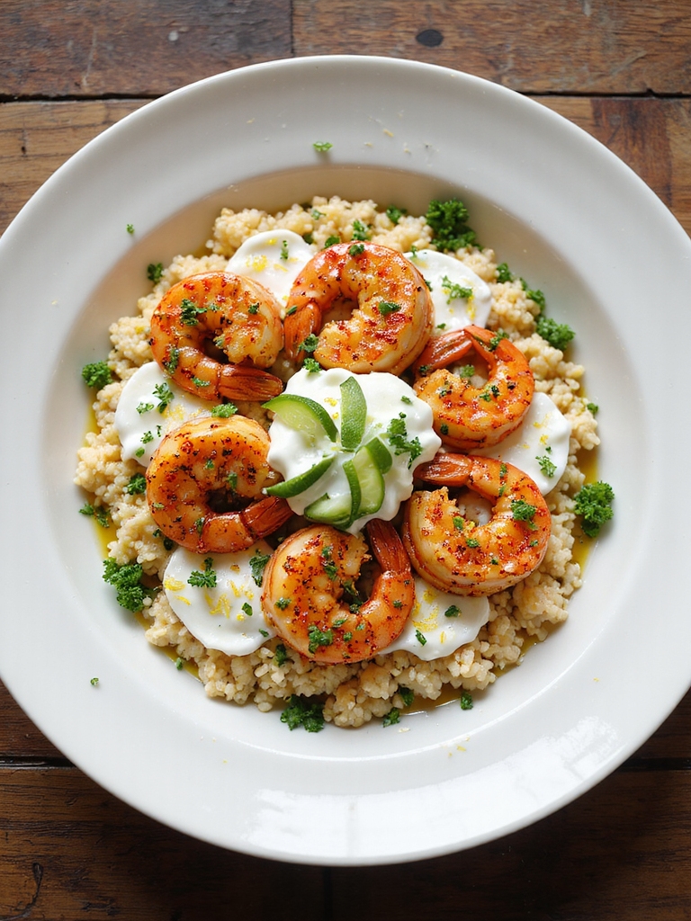 smoky harissa shrimp with yogurt