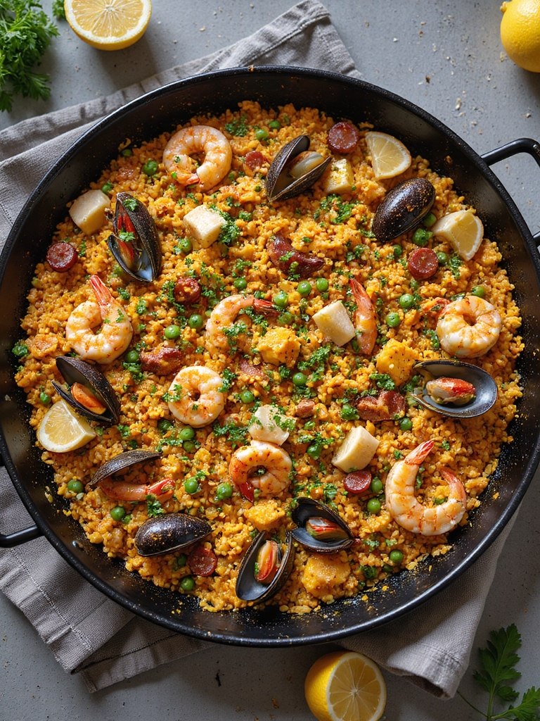 smoky saffron seafood paella