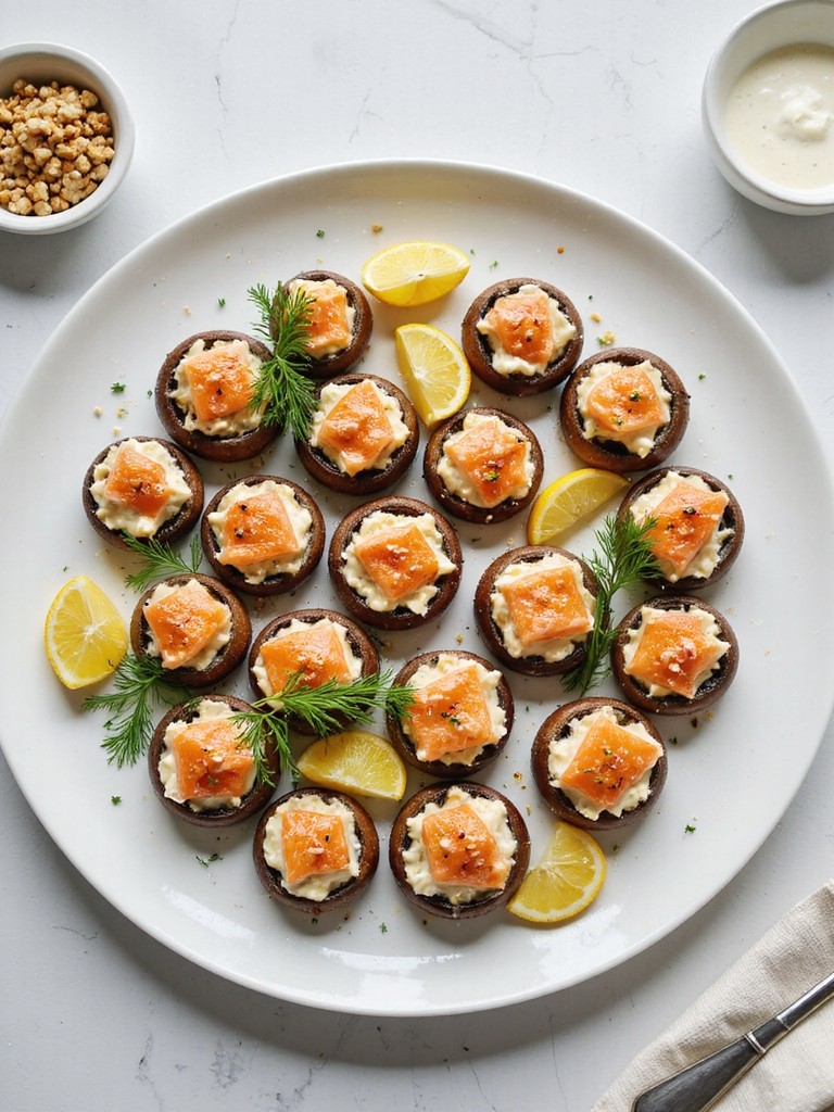smoky salmon stuffed mushrooms
